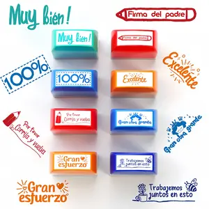 8-Piece Colorful Spanish Teacher Stamps Set, Fun Comment Seals for Kids Classroom Encouragement, Educational Supplies for Teachers & Students