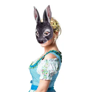 Rabbit Mask, Bunny Mask, Masquerade Rabbit Mask, Bunny Half Mask for Birthday Party Easter Halloween Costume Accessory