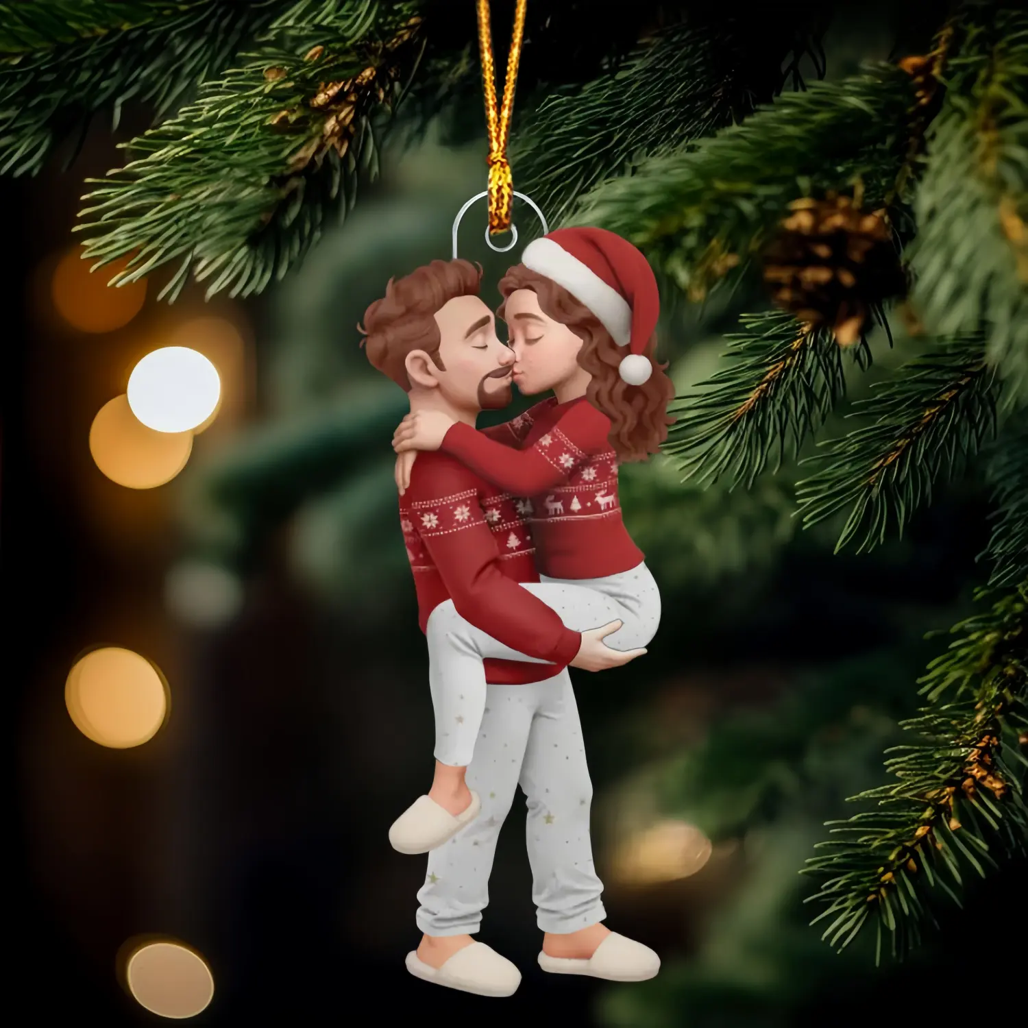 Couple Acrylic Ornament – Personalized Christmas & Valentine’s Gift for Husband and Wife, Holiday Home Decor Keepsake