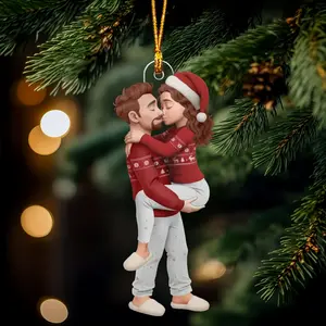 Couple Acrylic Ornament – Personalized Christmas & Valentine’s Gift for Husband and Wife, Holiday Home Decor Keepsake