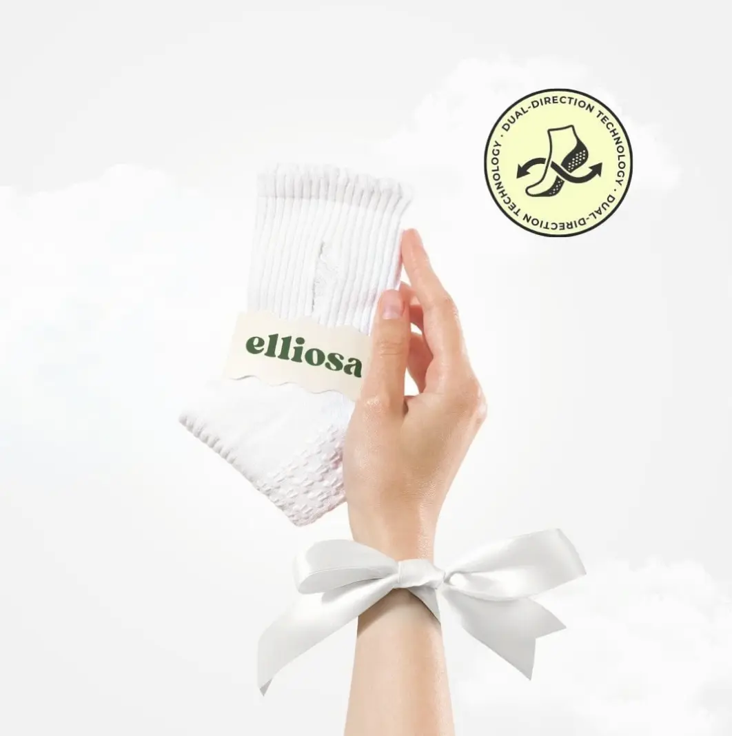 Elliosa Non-Slip Grip Socks for Pilates, Yoga & Barre, Cotton Blend Athletic Studio Workout Socks