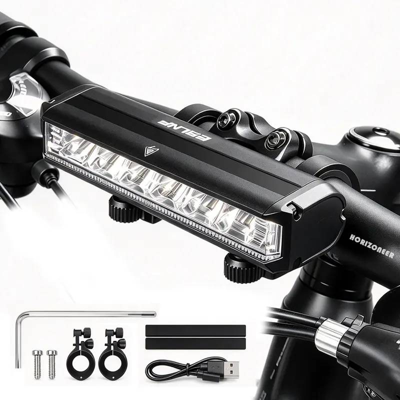 Super Bright Aluminum Alloy Bike Headlight, USB Rechargeable Mountain Cycling Night Light, Suitable for Various Types of Bicycles & Ebike, dirt bikes, Ebike light