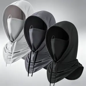 Adult 3-Pack Breathable Cotton Full Face Masks, UV Sun Protection, Drawstring Headgear, for Motorcycle & Hiking Outdoor Sports