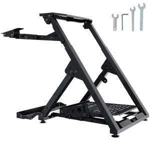 Summervibes VEVOR Foldable Racing Steering Wheel Stand, Height Adjustable Universal Base Compatible with Logitech Thrustmaster Racing Wheel and Pedal, Movable Wheels Heavy-duty Frame Standard GT/Formula Seating