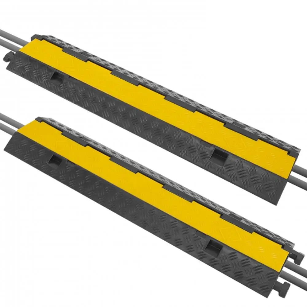 2 Pack Heavy Duty Cable Ramp Cover - Yellow | 2000 lbs Heavy Duty Wire Protector - Safety Cord Cover with Flip-Open Design for Indoor Outdoor Driveways, Power Lines, Extension Cords & Network Cables