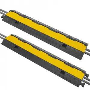 2 Pack Heavy Duty Cable Ramp Cover - Yellow | 2000 lbs Heavy Duty Wire Protector - Safety Cord Cover with Flip-Open Design for Indoor Outdoor Driveways, Power Lines, Extension Cords & Network Cables
