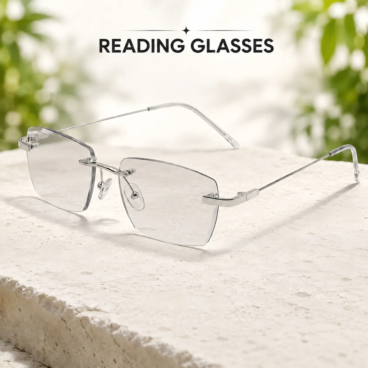 Rimless Lightweight Reading Glasses for Men & Women, Photochromic Lenses with Blue Light Filter for Computer & Daily Use, Men's Accessories