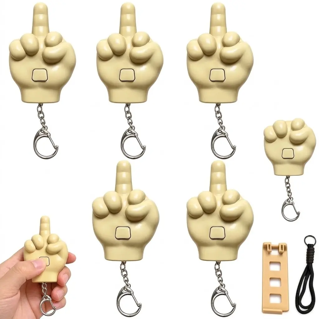 3-Piece Retractable Middle Finger Prank Pendant Set - Press-Type Keychain, Unique Mobile Phone Holder, Personalized Backpack Charm for Daily Use
