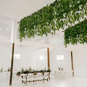 3-Pack Artificial Hanging Bush Vines - 3ft, Cottonwood Leaf Greenery for Walls, Arches, Backdrops & DIY Displays
