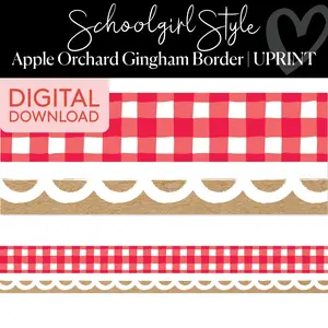 Printable Apple Orchard Gingham Border