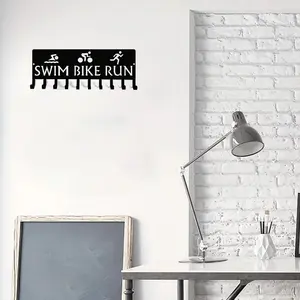 Triathlon Medal Display Rack, 1 Count Swim Bike Run Wall Mounted Organizer, Multi-purpose Medal Hook for Home Office Dormitory Decor, Shelves