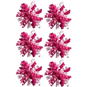 6 count  Self-Adhesive Curly Bows, 6" Pre-Made Bows for  Wrap, Ribbon Bow for Basket Decoration, Champagne, Present Bow for Party, Birthday, Anniversary, Wedding(, 6 inches)