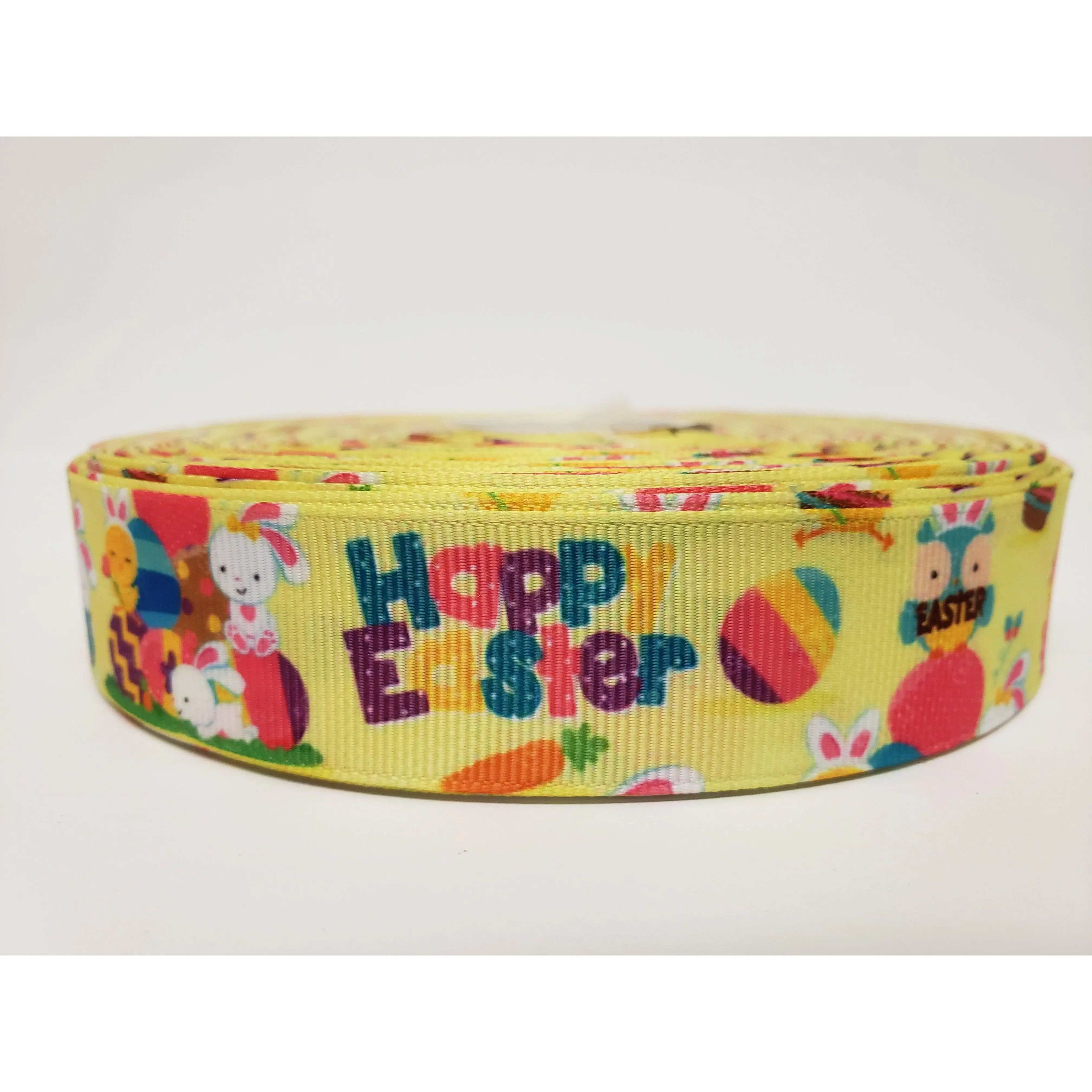 Happy Easter - Yellow Grosgrain Ribbon 1" Width - By the yard