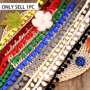 20 Yards Of 1cm Wide Tassel Pom Pom Lace Trim For DIY Clothing And Garment Decoration, Curtains, Handmade Crafts