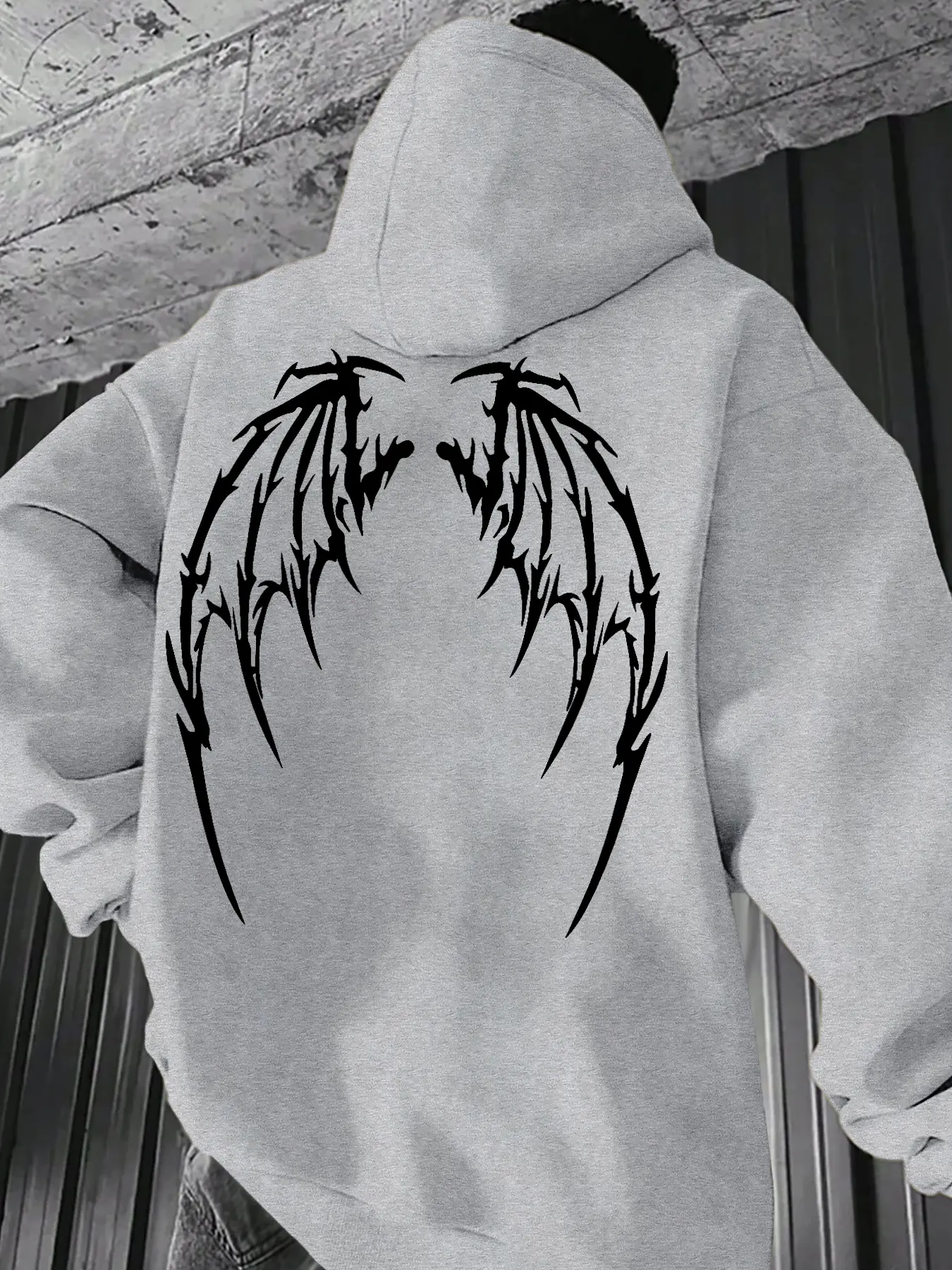 Men's Wing Print Hoodie, Sweatshirts, Knit, Casual Loose Fit, Versatile Colors, Perfect for Fall & Winter, Daily Wear and Outdoor Activities