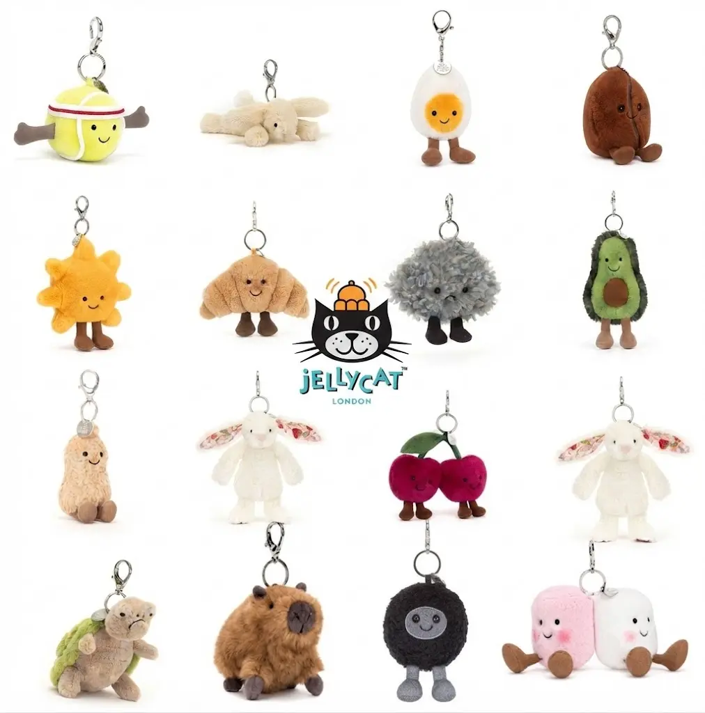 Jellycat Collectible Plush Keychain - Cute Animal or Food Themed Soft Charm, Hanging Pendant Gift for Backpacks, Car Keys