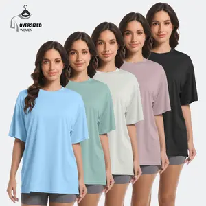 5 PACK Womens Oversized T Shirts Crew Neck Loose Fit Short Sleeve Tshirts Summer Workout Plus Size Tee Tops oversized tshirt women