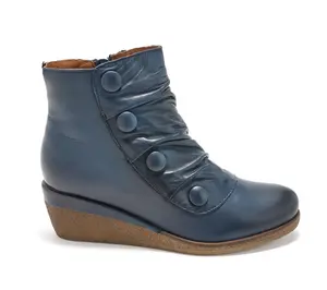 Miz Mooz Leather Ruched Wedge Boots - Maxy