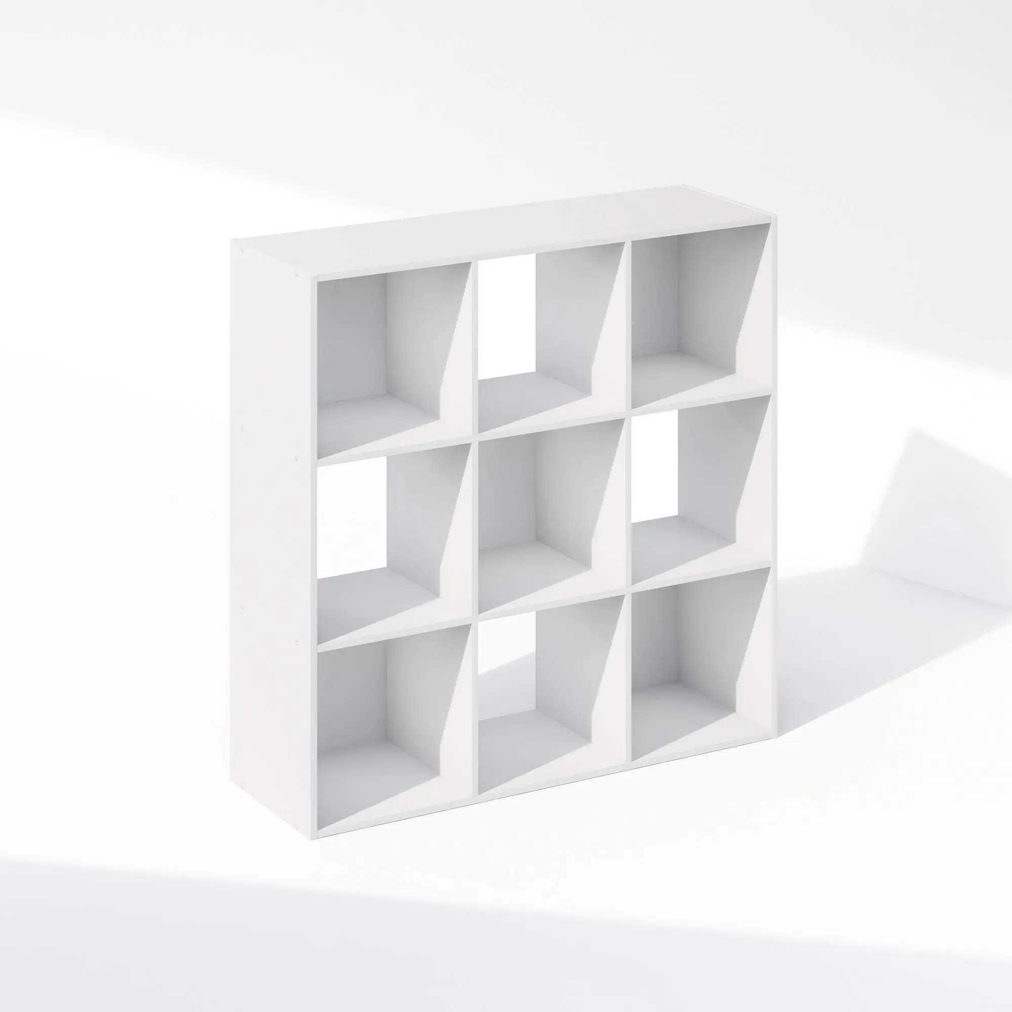 PELLI 9-Cube Multi-Purpose Cubic Storage Bookcase, 11.73 x 35.31 x 35.39 in, 20 lb Capacity, CARB-Compliant Composite Wood, for Living Rooms, Bedrooms, White Contemporary Home Decor