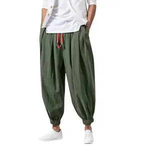Summer Men's Tying Pants Men's Wide-leg Harem Pants Loose