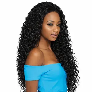 Long Half Wig Synthetic Fiber Hair Water Wave 3 in 1 Wigs Beginner Friendly Flip Over Drawstring Glueless Wig Ready to Go Seamless Clip in Wigs Black Color 26 Inch Daily Party