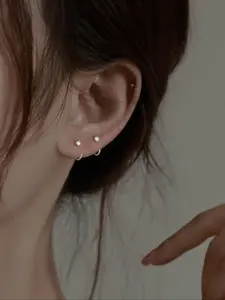 1 Pair Simple Rhinestone Decorated Hoop Earrings, Fashionable All-match Alloy Earings for Daily Wear, Elegant Accessories for Women