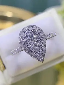 Leaf Design Rhinestone Decorated Ring, Statement Ring, Elegant Casual Ring, Fashion Accessories for Women for Party, Daily Clothing Decor, Trendy All-match & Exquisite Jewelry for Birthday Gift