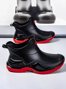 Valentine's Day Lightweight Rain Boots Unisex, Anti-Slip Slip-On Design, Fishing & Outdoor Work All-Round Fit, Casual Patchwork Style