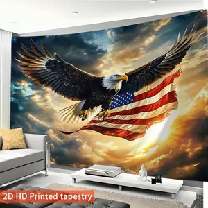 1pc American Bald Eagle and Flag Pattern Polyester Tapestry, suitable for living room, bedroom and office. Free installation package included.