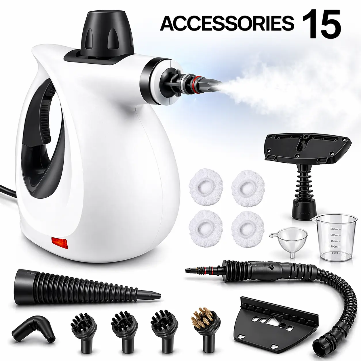 2026 High-Power Handheld Steam Cleaner with 15-Piece Accessories, Multifunctional High-Pressure Spray Bottle Washing Machine for Kitchens, Bathrooms, Household Surfaces