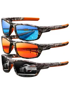 3pcs The latest spliced sports sunglasses, Savage sunglass, unisex, Sports eyewear, available in various colors, feature UV400 lenses and suitable for outdoor activities, a classic camouflage pattern frame with a rubber nose pad, functional