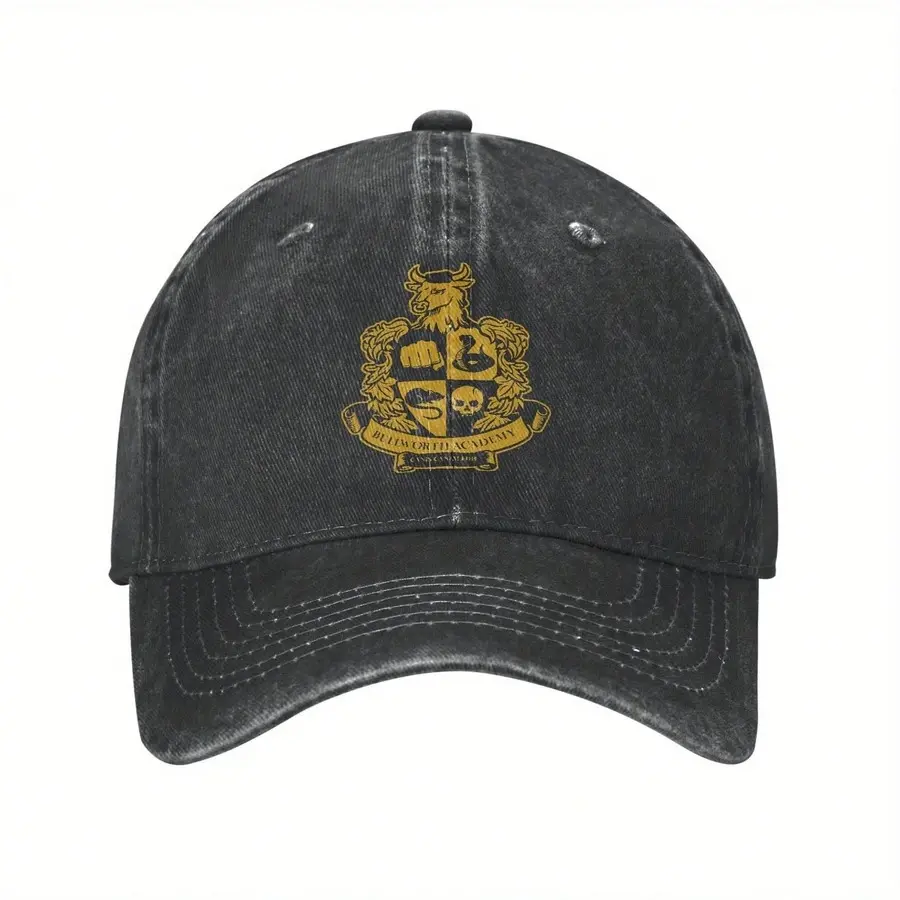 S&T 2025 Bullworth Academy Baseball Cap - Black With Golden , Breathable Rayon, Fitted Design, Perfect For Family Gatherings & Outings, Ideal Gift For Friends, Family Gathering Cap |   Golden Embroidered Design |   Durable Headgear, Baseball Cap