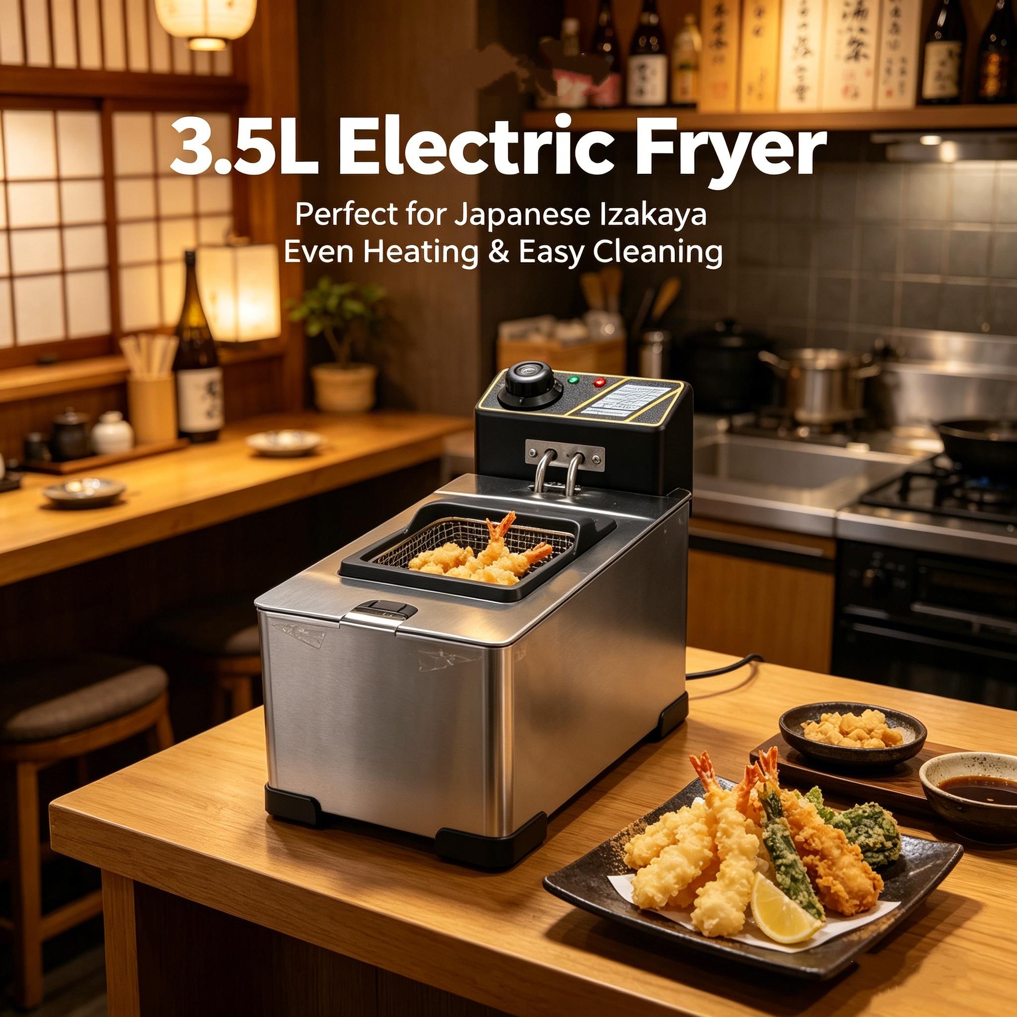1pc 3.5L Electric Deep Fryer, 2000W 110V, Temp Control & US Plug, Oil Saving Fryer for Chicken Fries Donuts, Home Restaurant Food Truck Frying Machine