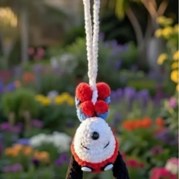 Crochet Spider Rearview Mirror Ornament, Handmade Plush Car Hanging Charm, Cute Car Interior Decoration & Gift for Spider Fans