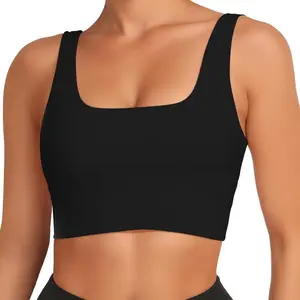 Sports Bras for Women, High Support Molded Cup Scoop Neck U Back Crop with Padding, Workout Push up Compression Bralettes with Built, Open Back Gym Athletic