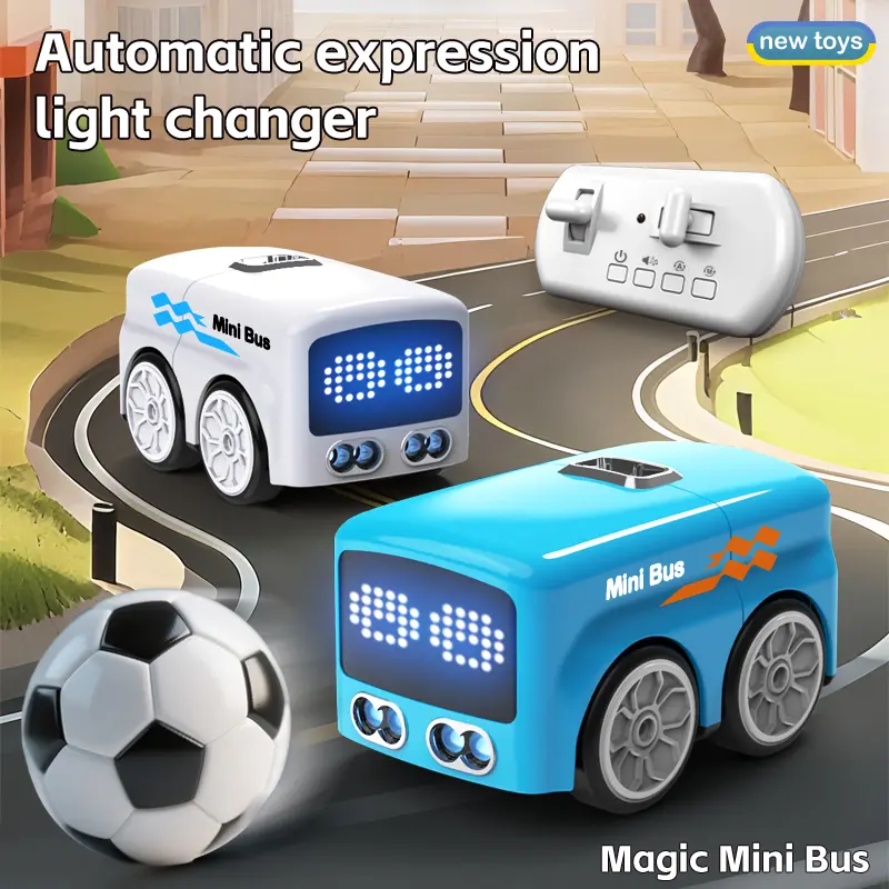 RC Mini Bus Toy for 3-4 Years Olds - RC Cars Kids, Car for Toddler, Auto Expressions, 4 Play Modes, STEM Children Development Remote-Controlled Toy, Ideal Gift
