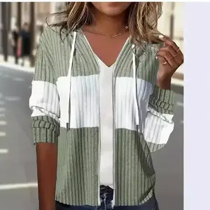 Ribbed Zip Hoodie Women Men Long Sleeve Comfortable Casual Pullover S807