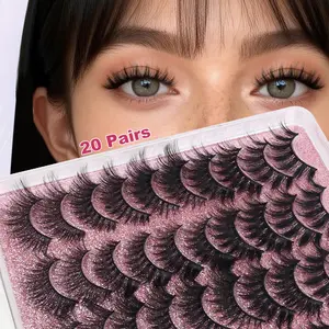 20 Pairs Natural Cat Eye False Eyelashes, 5 Styles, Dense Fluffy 5D, Reusable, Amazing Makeup Look, Multi-Pack