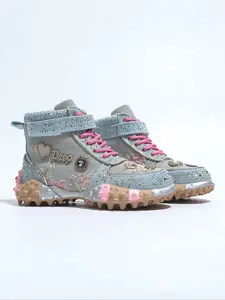 Women's Thick Sole High Top Dad Shoes, Rhinestone Embroidered Unique Design, Hand-Embedded Rhinestones Fashion Luxury Casual Women's Shoes