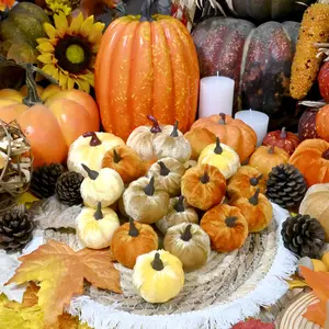 12 Artificial Velvet Pumpkins, Rustic Style, Table Decor, Halloween Party, Fall Decoration, Thanksgiving, Christmas, Home Decor, Gift