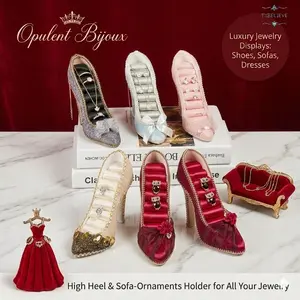 Jewelry Display Stand for Necklace Earring Ring, Red Dresses High Heel Sofa Ornaments Display Rack, Store Window Home Decoration Jewellery Holder for Women Girls (High Heeled Jewelry Holder)