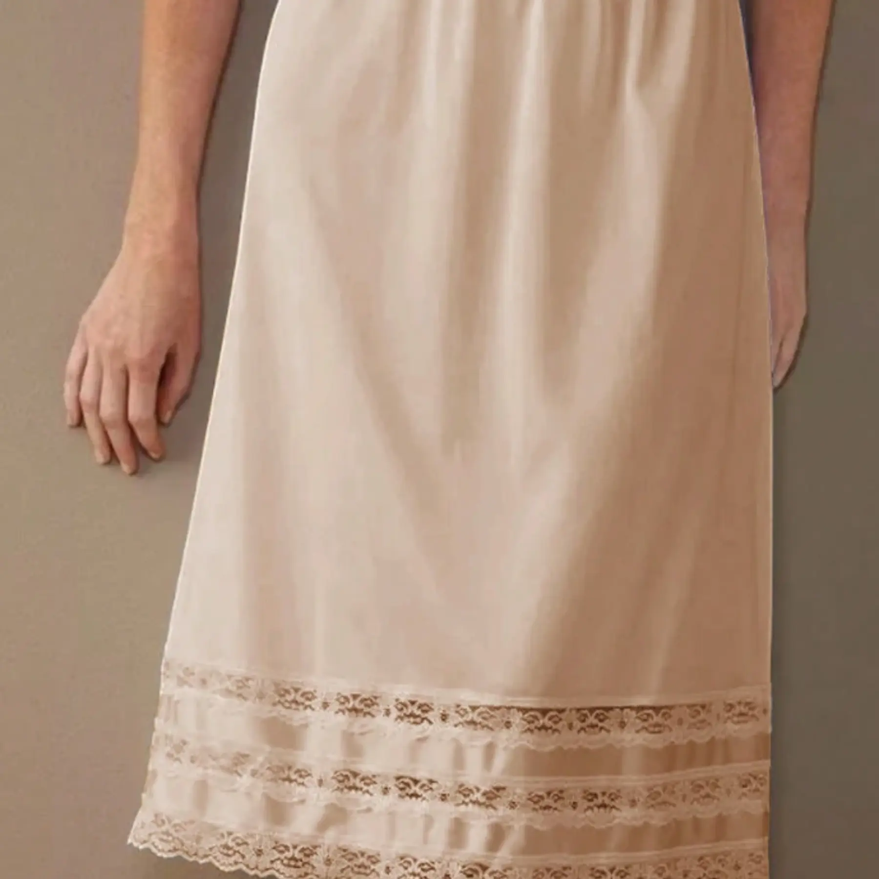 Meguma Lace Trim Slip Under Skirt for Women, Modesty Half Slip, Opaque Layering Skirt for Dresses, Comfortable Everyday Wear