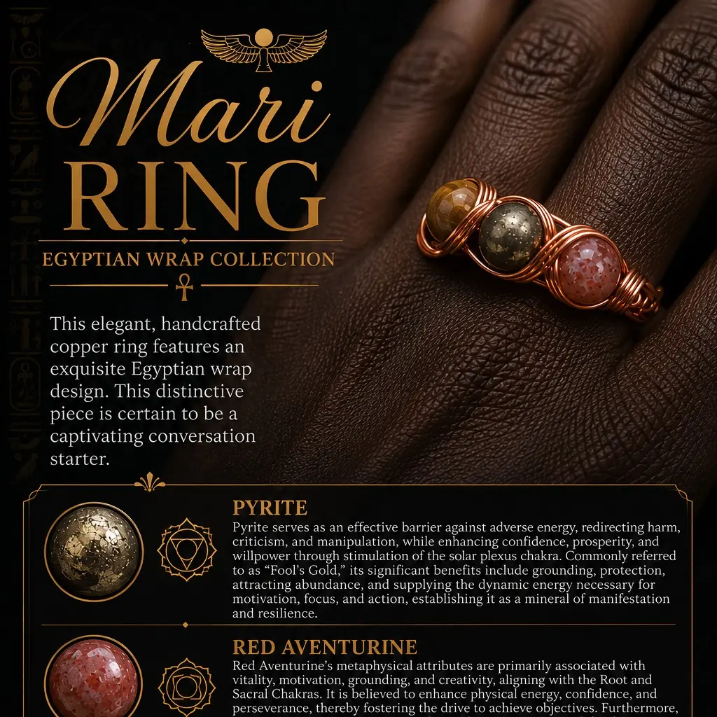 Mari Geometric Pyrite Costume Ring, Manifestation & Resilience Themed Fashion Accessory for Daily Wear