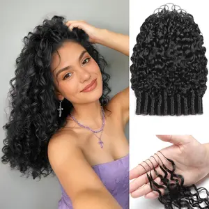 2026 Miracle Knots Hair,Burmese Curly Crochet Human Hair for Black Women,18 Inch 125g 100 Strands Pre-Separated Invisible Feather Crochet Human Hair Bundles,Natural Black brazilian  Water Wave bulk human raw hair quick weave