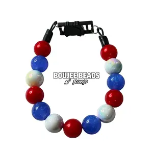 Stars and Stripes Beaded Cat Collar- Inspired Colors - Break away clasp