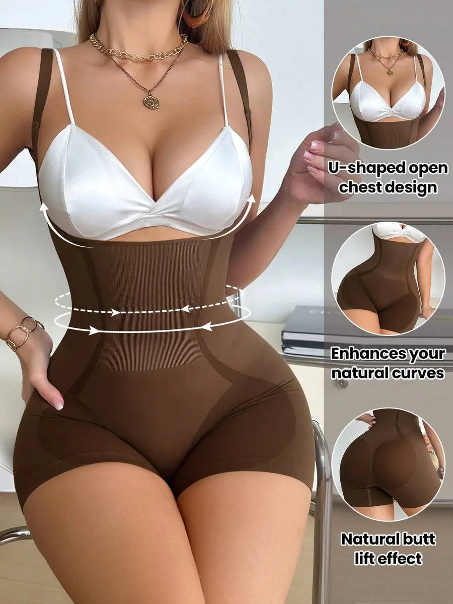 Women's Seamless Shapewear Bodysuit, Solid Sleeveless High-Stretch Tank with Tummy Control and Adjustable Straps for Layering Under Jeans, Everyday, Body Molder Shapewear Bodysuit, Belly Shaping Shapewear Bodysuit