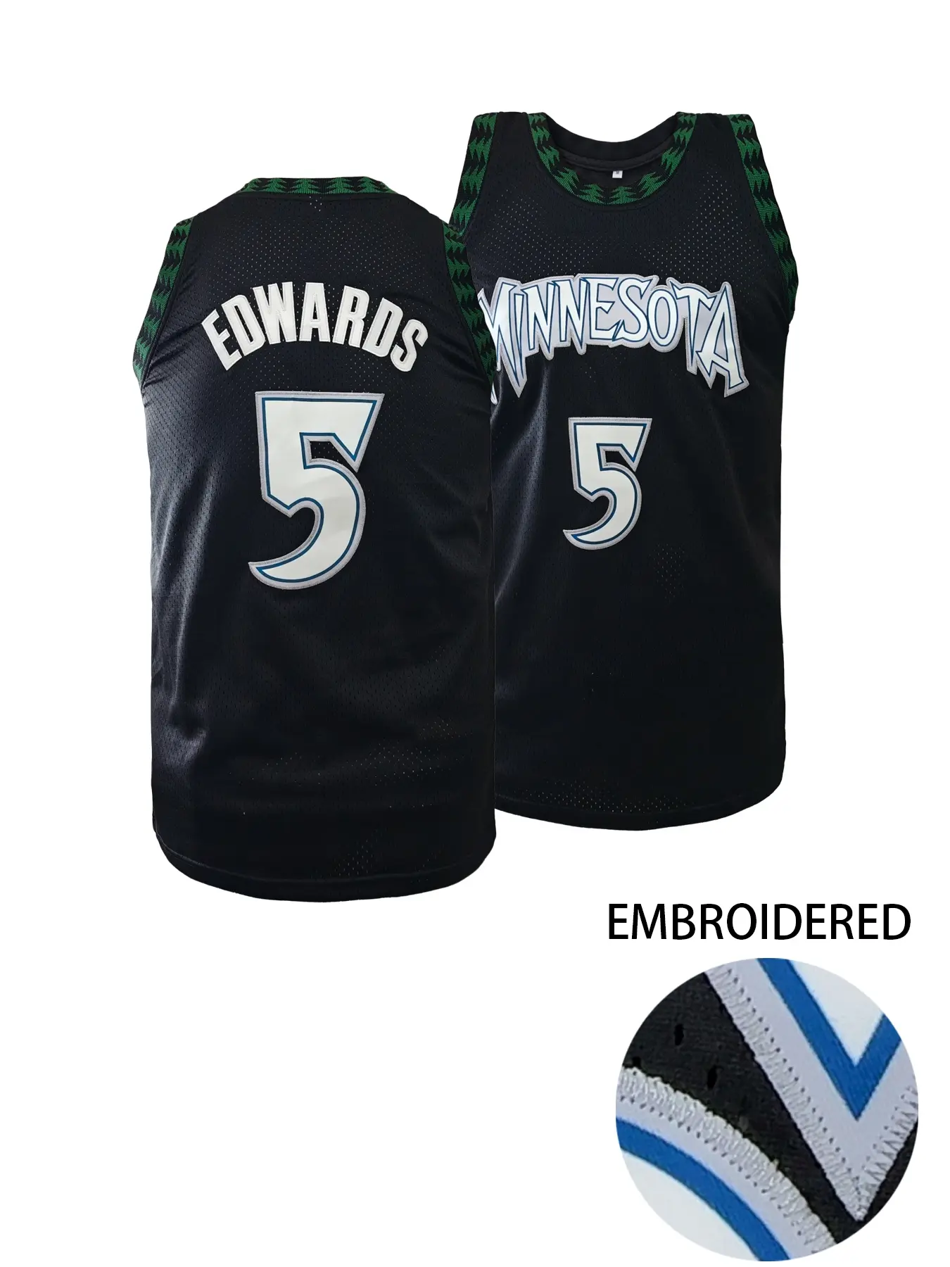 Men's “Minnesota 5” Embroidered Basketball Jersey, Sleeveless Athletic Top Breathable Mesh Vest | Street wear Sports Tank Workout Top Streetwear Sport Top