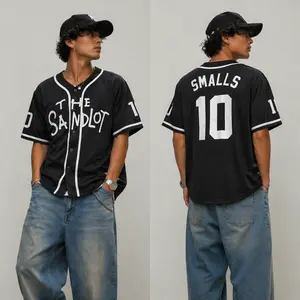 The Sandlot Baseball Jersey Shirt – Retro Script Button Up, Classic Number Design, Movie Style Streetwear for Men Women