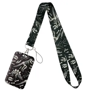 Dinosaur Fossil Patterns Lanyard Keychain USB ID Credit Card Cover Pass Mobile Phone Charm Neck Straps Women Men Badge Holder Key Holder Accessories