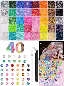 3mm Multi-Color Resin Rhinestone Decoration, 15/24/28/40 Colors, No Glue, Ideal for Diamond Painting, Crafts, Books, Shoes, Nail Art